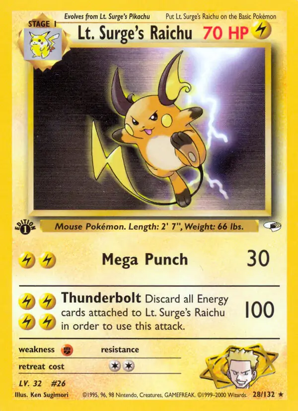 Lt. Surge's Raichu Gym Heroes 28/132 Rare