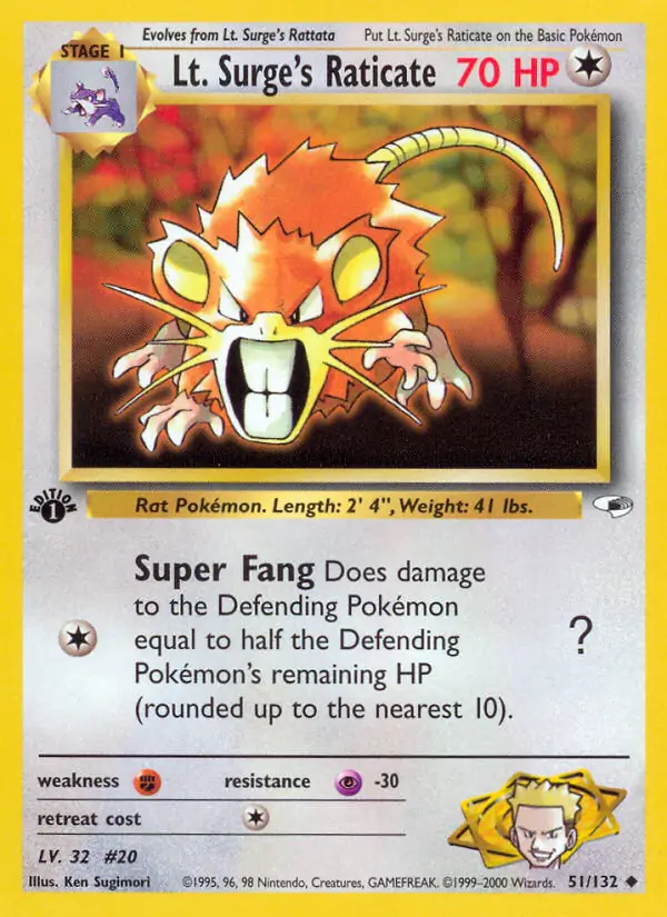 Lt. Surge's Raticate Gym Heroes 51/132 Uncommon