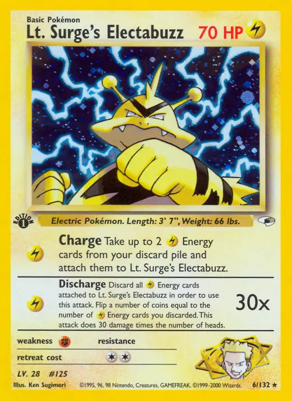 Lt. Surge's Electabuzz Gym Heroes 6/132 Rare Holo