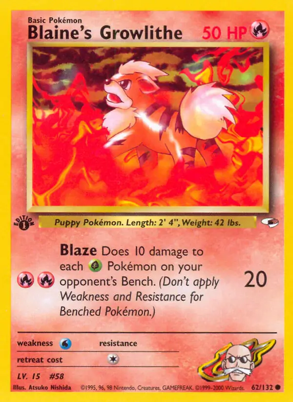 Blaine's Growlithe Gym Heroes 62/132 Common