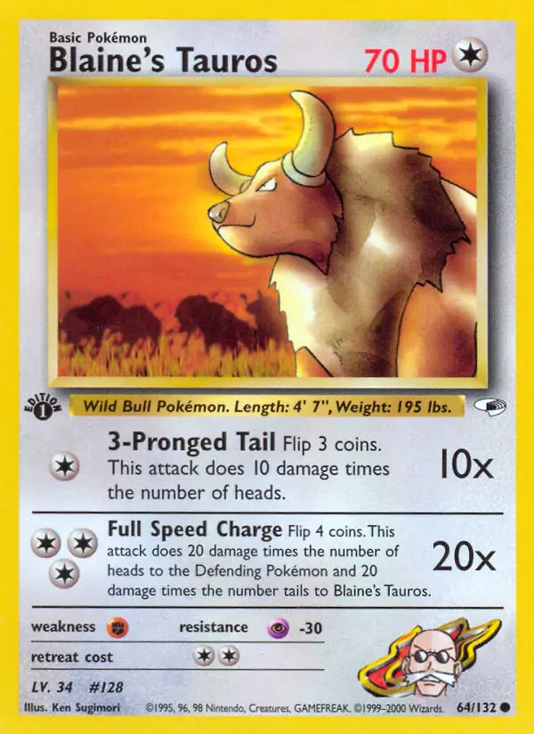 Blaine's Tauros Gym Heroes 64/132 Common