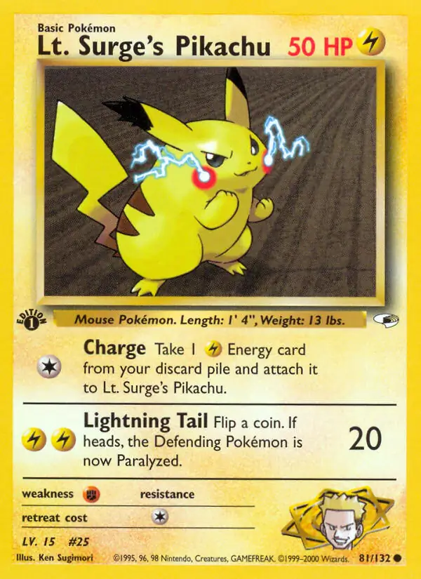 Lt. Surge's Pikachu Gym Heroes 81/132 Common