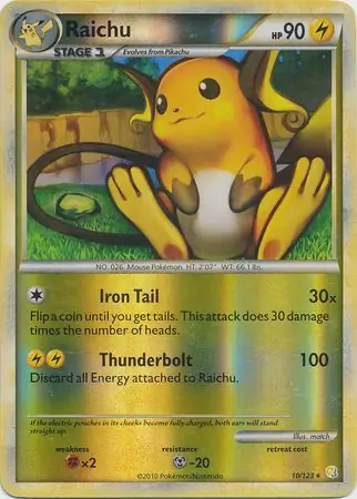 10/123 Raichu HS Rare Holo Reverse Holo