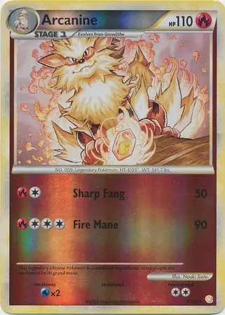 1/123 Arcanine HS Rare Holo Reverse Holo
