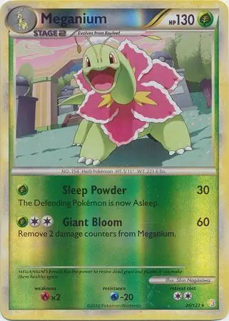 26/123 Meganium HS Rare Reverse Holo