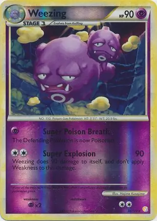 34/123 Weezing HS Rare Reverse Holo