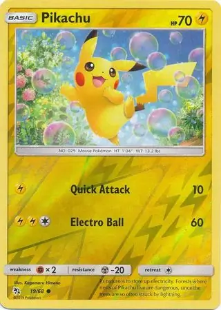 Pikachu Hidden Fates 19/68 Common Reverse Holo