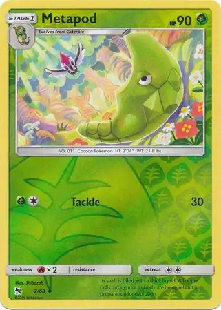 Metapod Hidden Fates 2/68 Uncommon Reverse Holo