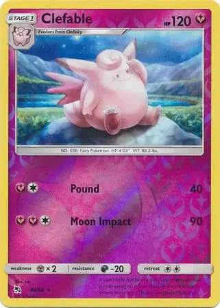 Clefable Hidden Fates 40/68 Rare Reverse Holo