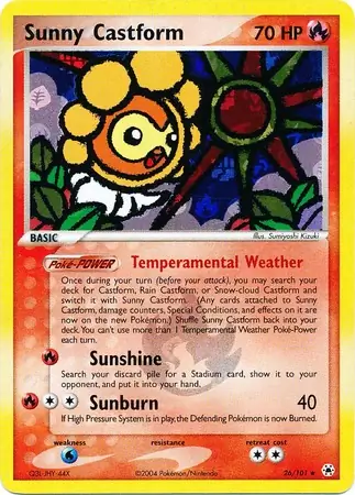 26/101 Sunny Castform HL Rare Reverse Holo