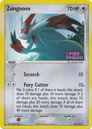 34/110 Zangoose HP Rare Reverse Holo