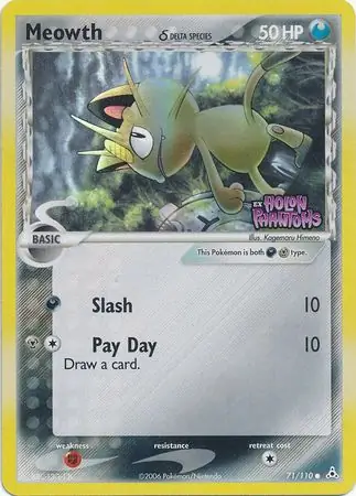 71/110 Meowth δ HP Common Reverse Holo