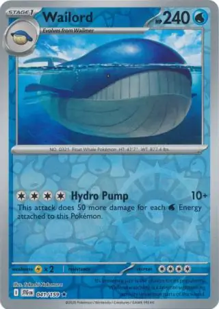 Wailord Journey Together 041/159 Rare Reverse Holo