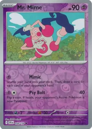 Mr. Mime Journey Together 058/159 Common Reverse Holo