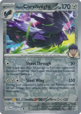 Hop's Corviknight Journey Together 108/159 Uncommon Reverse Holo