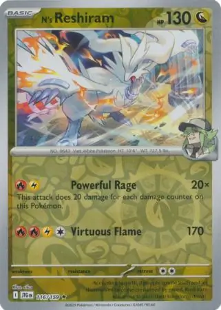 N's Reshiram Journey Together 116/159 Rare Reverse Holo