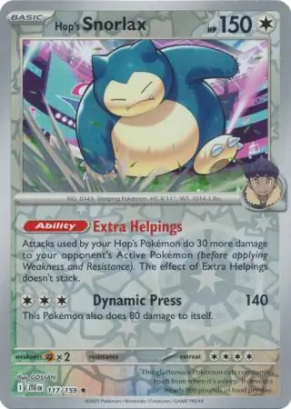 Hop's Snorlax Journey Together 117/159 Rare Reverse Holo