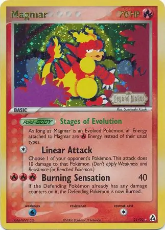 Magmar 21/92 3 EX LEGEND MAKER RARE REVERSE HOLO PTCG