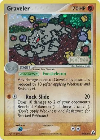 Graveler 34/92 3 EX LEGEND MAKER UNCOMMON REVERSE HOLO PTCG