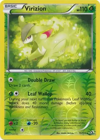 15/113 Virizion LTR Rare Holo Reverse Holo