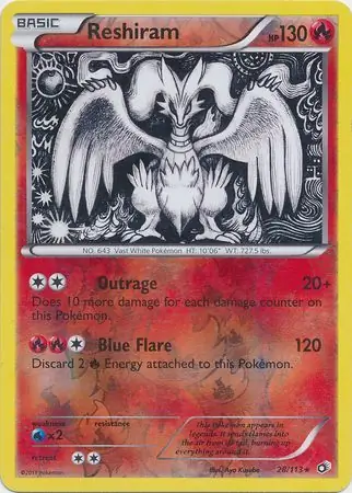 Reshiram Legendary Treasures 28/113 Rare Holo Reverse Holo