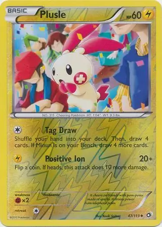 47/113 Plusle LTR Uncommon Reverse Holo