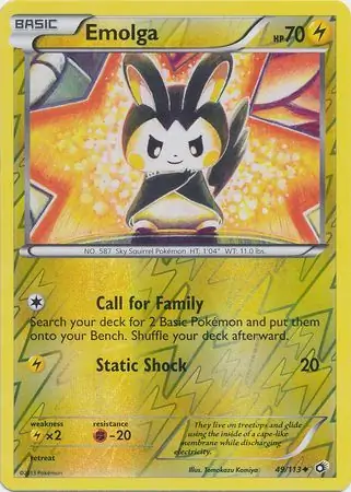 49/113 Emolga LTR Uncommon Reverse Holo