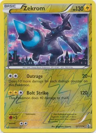 51/113 Zekrom LTR Rare Holo Reverse Holo