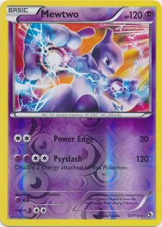 53/113 Mewtwo LTR Rare Holo Reverse Holo