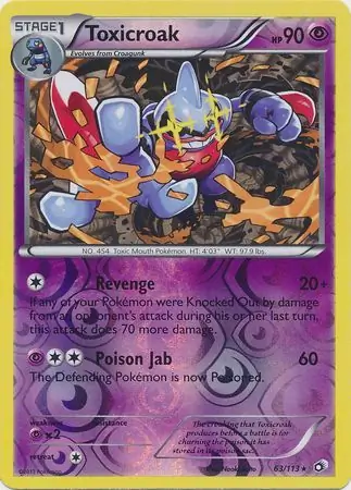 63/113 Toxicroak LTR Rare Reverse Holo
