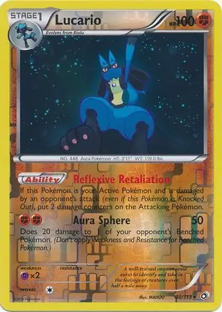 80/113 Lucario LTR Rare Holo Reverse Holo