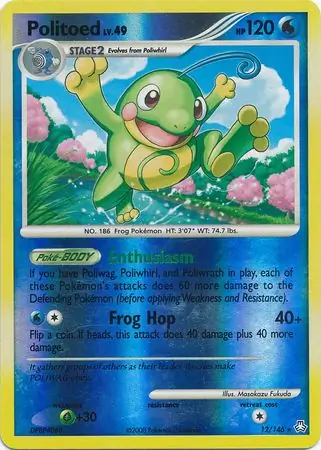 12/146 Politoed LA Rare Holo Reverse Holo