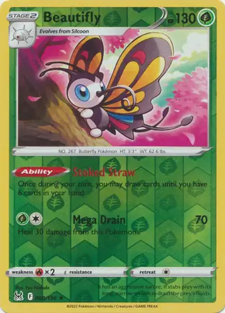 008/196 Beautifly LOR Rare Holo Reverse Holo