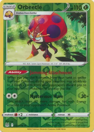 020/196 Orbeetle LOR Rare Holo Reverse Holo