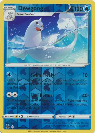 034/196 Dewgong LOR Rare Reverse Holo