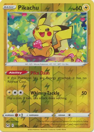 052/196 Pikachu LOR Common Reverse Holo