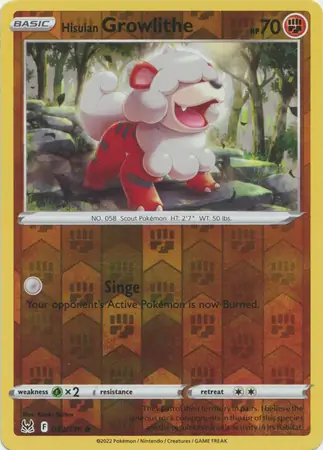 083/196 Hisuian Growlithe LOR Common Reverse Holo