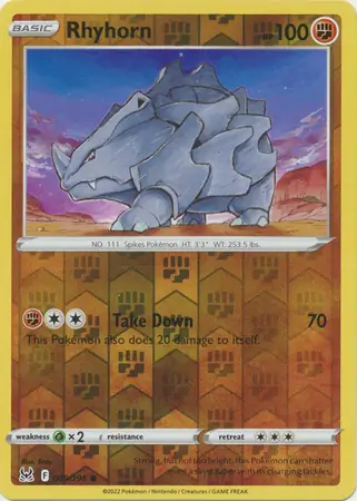 089/196 Rhyhorn LOR Common Reverse Holo
