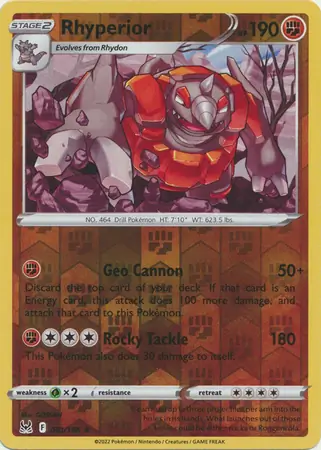 091/196 Rhyperior LOR Rare Reverse Holo