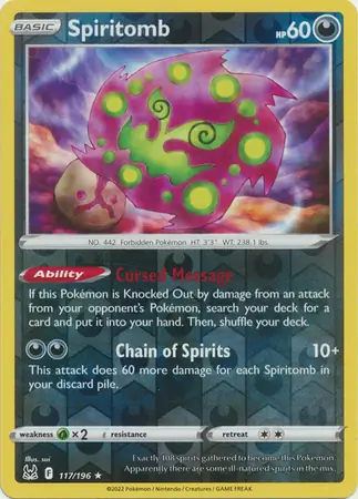 117/196 Spiritomb LOR Rare Reverse Holo