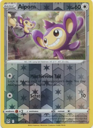 144/196 Aipom LOR Common Reverse Holo