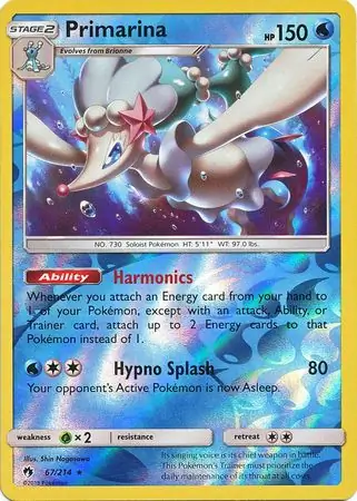 67/214 Primarina LOT Rare Reverse Holo