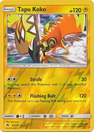 85/214 Tapu Koko LOT Rare Holo Reverse Holo
