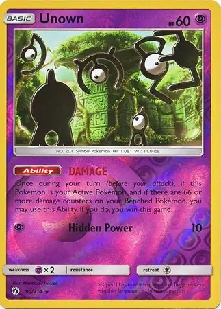 90/214 Unown LOT Rare Reverse Holo