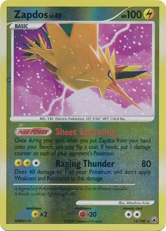 14/100 Zapdos MD Rare Holo Reverse Holo