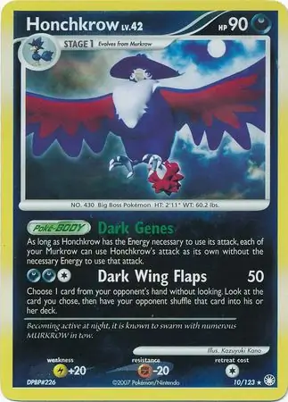 10/123 Honchkrow MT Rare Holo Reverse Holo