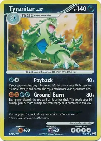 17/123 Tyranitar MT Rare Holo Reverse Holo