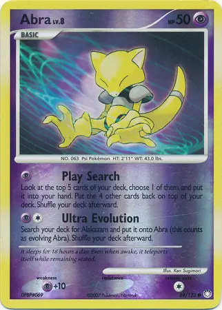 Abra 69/123 4 DIAMOND & PEARL MYSTERIOUS TREASURE COMMON REVERSE HOLO PTCG