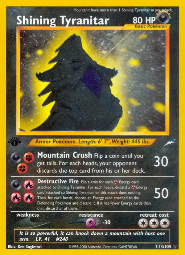 113/105 Shining Tyranitar N4 Shining Holo