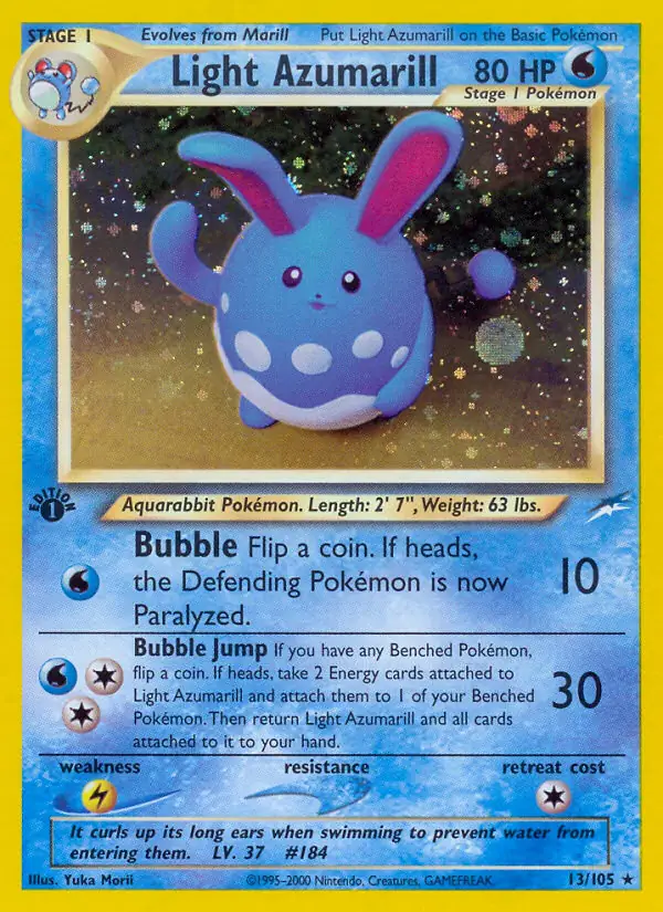 LIGHT AZUMARILL 13/105 2 NEO DESTINY HOLO UNLIMITED MODRATELY PLAYED PTCG